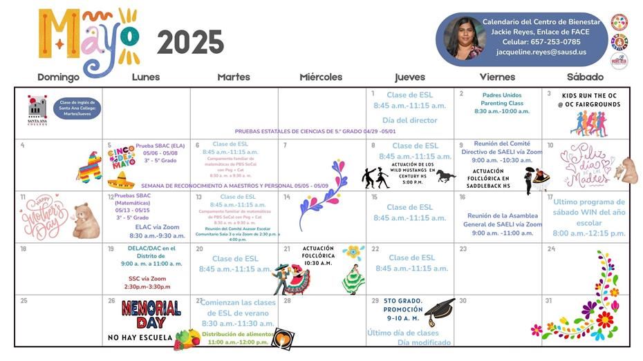 FACE May Calendar
